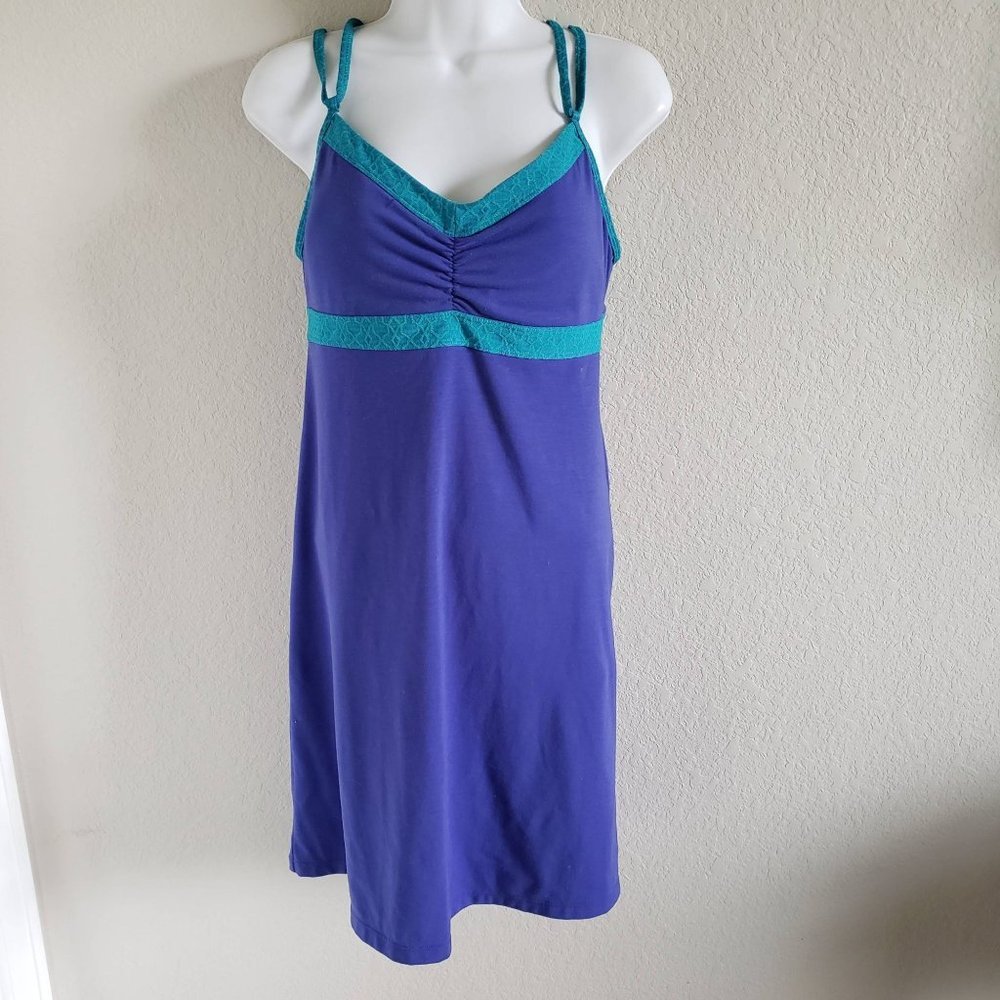 Prana Woman Size S Kaley Athletic Dress Sail Blue with teal  Built in Bra Soft